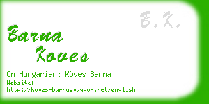 barna koves business card